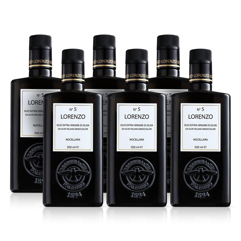 Barbera Lorenzo #5 Extra Virgin Olive Oil Fruity, Soft Nocellara del Belice Olive Flavor, Cold Extracted Authentic Sicilian Olive Oil, Fresh Harvest Imported From Italy 16.9 oz - Pack of 6