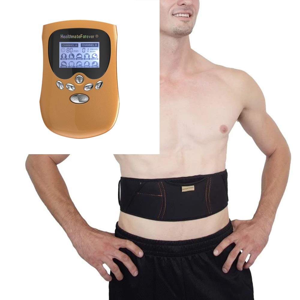HealthmateForever PM10AB Orange 10 Modes Magic Portable Muscle Therapy Machine Pain Relief Massager | Improve Blood Flow and Blood Circulation PM10AB + Extra Best Belly Burning Toning Belt