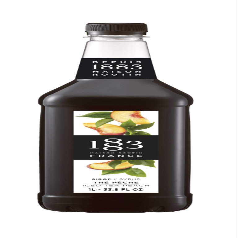 1883 Iced Tea Peach Syrup for Drinks, Made in France, 1 Liter Plastic Bottle