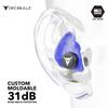 Decibullz - Custom Molded Earplugs, 31dB Highest NRR, Comfortable Hearing Protection for Shooting, Travel, Swimming, Work and Concerts (Blue) view 4