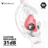 Decibullz - Custom Molded Earplugs, 31dB Highest NRR, Comfortable Hearing Protection for Shooting, Travel, Swimming, Work and Concerts (Red) view 4