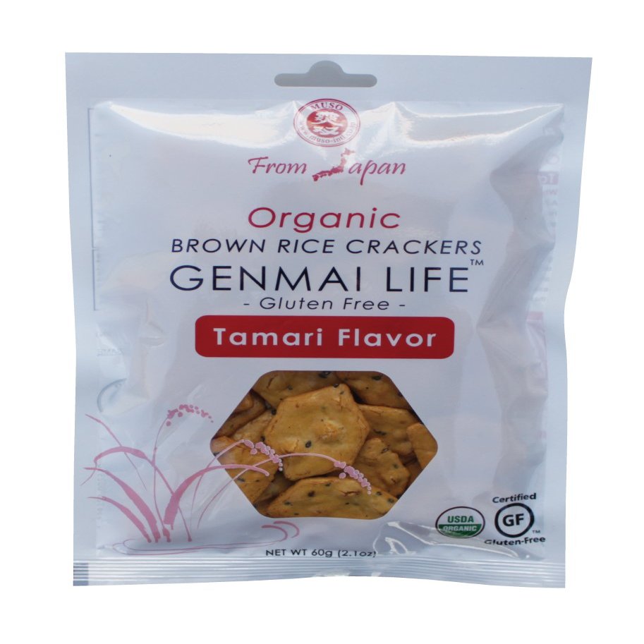 Muso From Japan Genmai Life, Organic Brown Rice Crackers, Gluten Free, Tamari Flavored, 2.1 Ounce