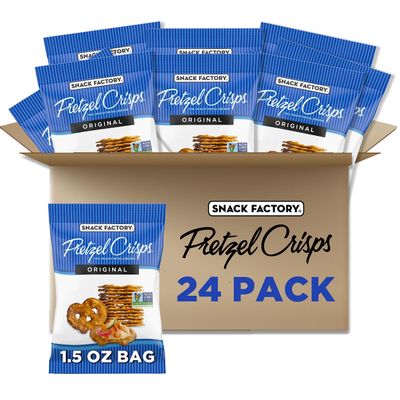 Snack Factory Pretzel Crisps Original Flavor, Snack Pack Individual Size, 1.5 Oz (Pack of 24)