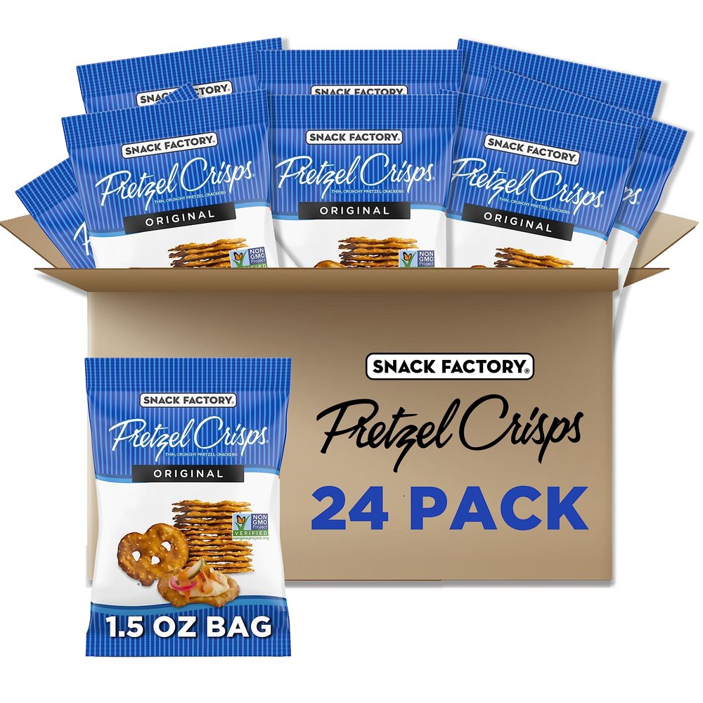 Snack Factory Pretzel Crisps Original Flavor, Snack Pack Individual Size, 1.5 Oz (Pack of 24)