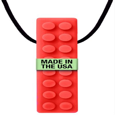 ARK Brick Stick, Chew Necklaces for Sensory Kids and Adults, Oral and Hand Fidget for Autism, ADHD, SPD, Anxiety, Medical-Grade Textured Chew Necklace, Standard, Softest, Red
