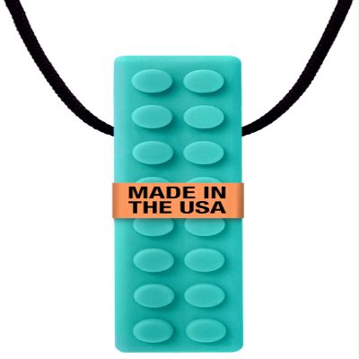 ARK Brick Stick, Chew Necklaces for Sensory Kids and Adults, Oral and Hand Fidget for Autism, ADHD, SPD, Anxiety, Medical-Grade Textured Chew Necklace, XT, Medium Firm, Teal