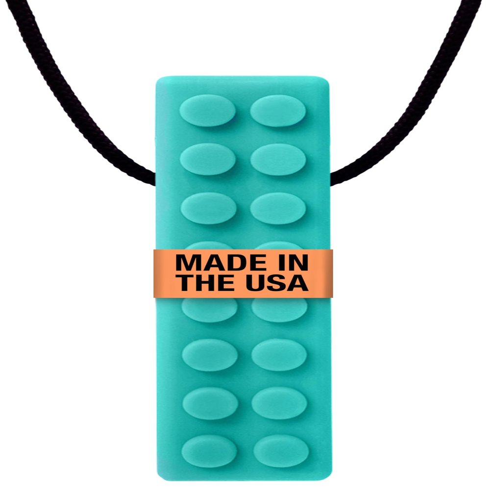 ARK Brick Stick, Chew Necklaces for Sensory Kids and Adults, Oral and Hand Fidget for Autism, ADHD, SPD, Anxiety, Medical-Grade Textured Chew Necklace, XT, Medium Firm, Teal