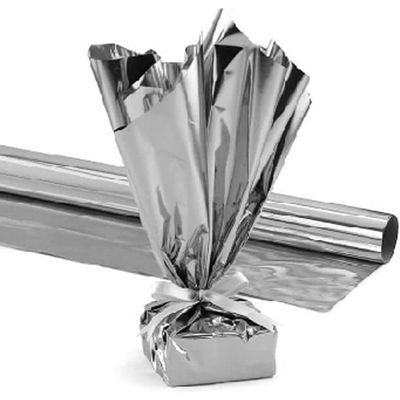 PMU Gift Wrap Mylar Roll Metallic Silver 2-Sided, 48 Inches X 50 Ft Roll 1.4 Mil Highly Reflective Mylar Film, Great for Gifts, Birthdays, Christmas, Baskets, Arts & Crafts