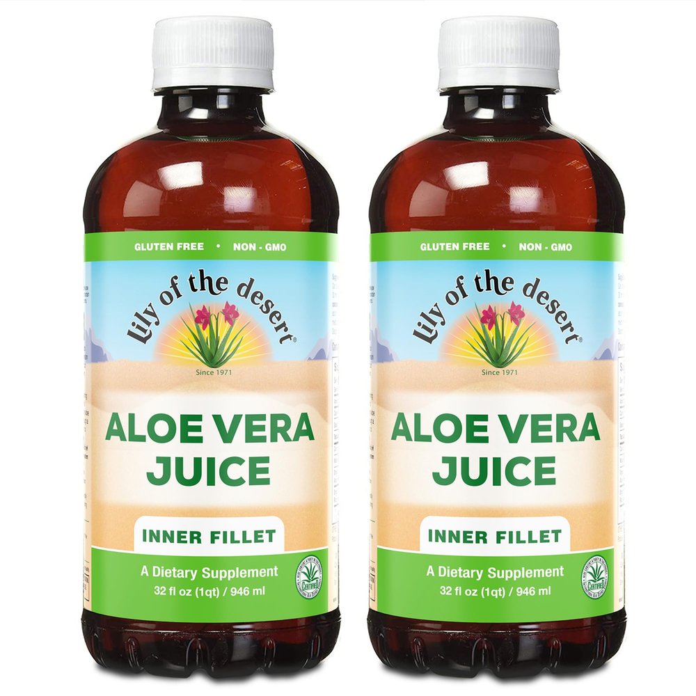 Lily Of The Desert Organic Aloe Vera Juice 2-Pack  Inner Fillet, Natural Gut & Digestive Support, Stomach Relief, 32 Fl Oz Ea