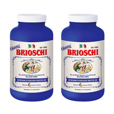 Brioschi Italian Lemon Flavored Effervescent Heartburn, Upset Stomach, Acid Indigestion, 8.5 oz bottle (Pack of 2)