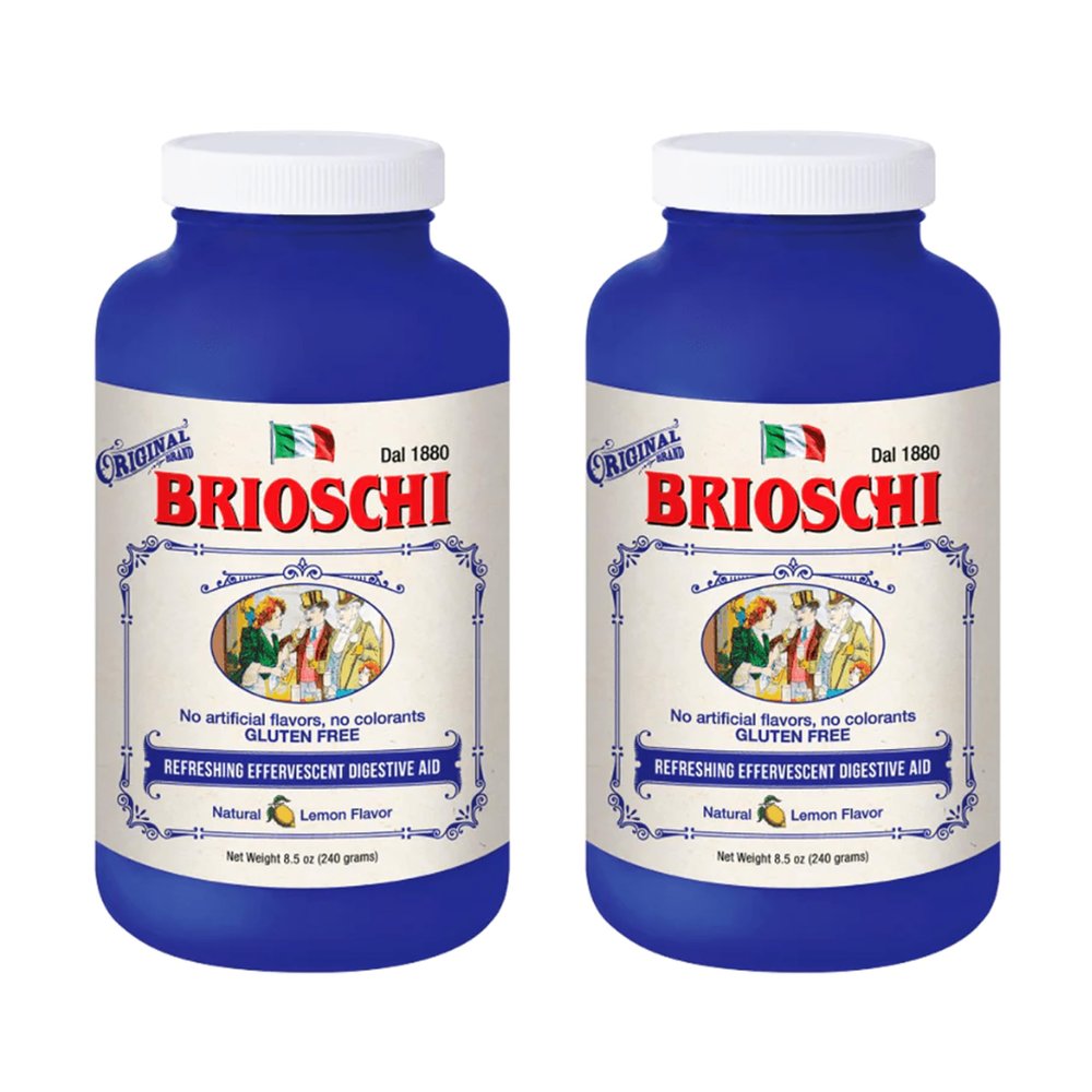 Brioschi Italian Lemon Flavored Effervescent Heartburn, Upset Stomach, Acid Indigestion, 8.5 oz bottle (Pack of 2)