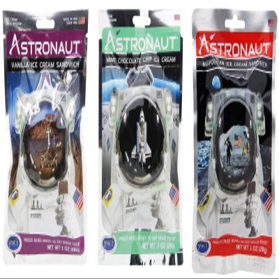 Astronaut Foods Freeze-Dried Ice Cream Sandwic 3 Flavor Variety Bundle, NASA Space Dessert | Ready To Eat Space Food Ice Cream | Neopolitan, Mint Chocolate Chip, & Vanilla Flavors (3 Pack,1 of Each Flavor)