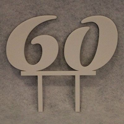 Birthday Cake Toppers - 1/8 Inch Acrylic - Assorted Colors (60, White)