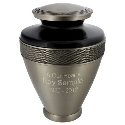 Atlas Brass Cremation Urn - Black/Pewter