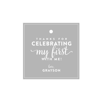 Andaz Press Personalized Square Birthday Gift Tags, 1st Birthday, 24-Pack - Custom Made Any Name, Color