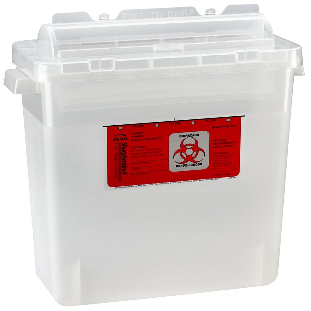 Bemis Healthcare 333 020 Translucent Beige Sharps Container, 3 gal (Pack of 12)