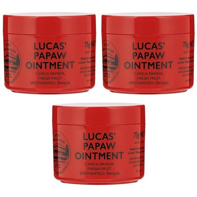 Lucas' Papaw Ointment 75g (3-Pack)  Multi-Purpose Skin Relief Balm  Made in Australia