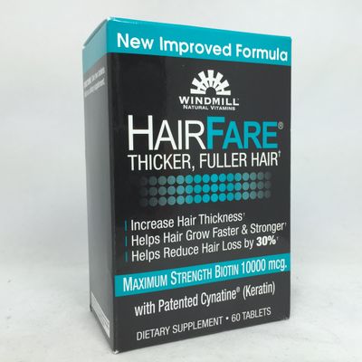 Windmill Hair Fare Biotin 10000 mcg, 60 Tablets Per Box (4 Boxes)