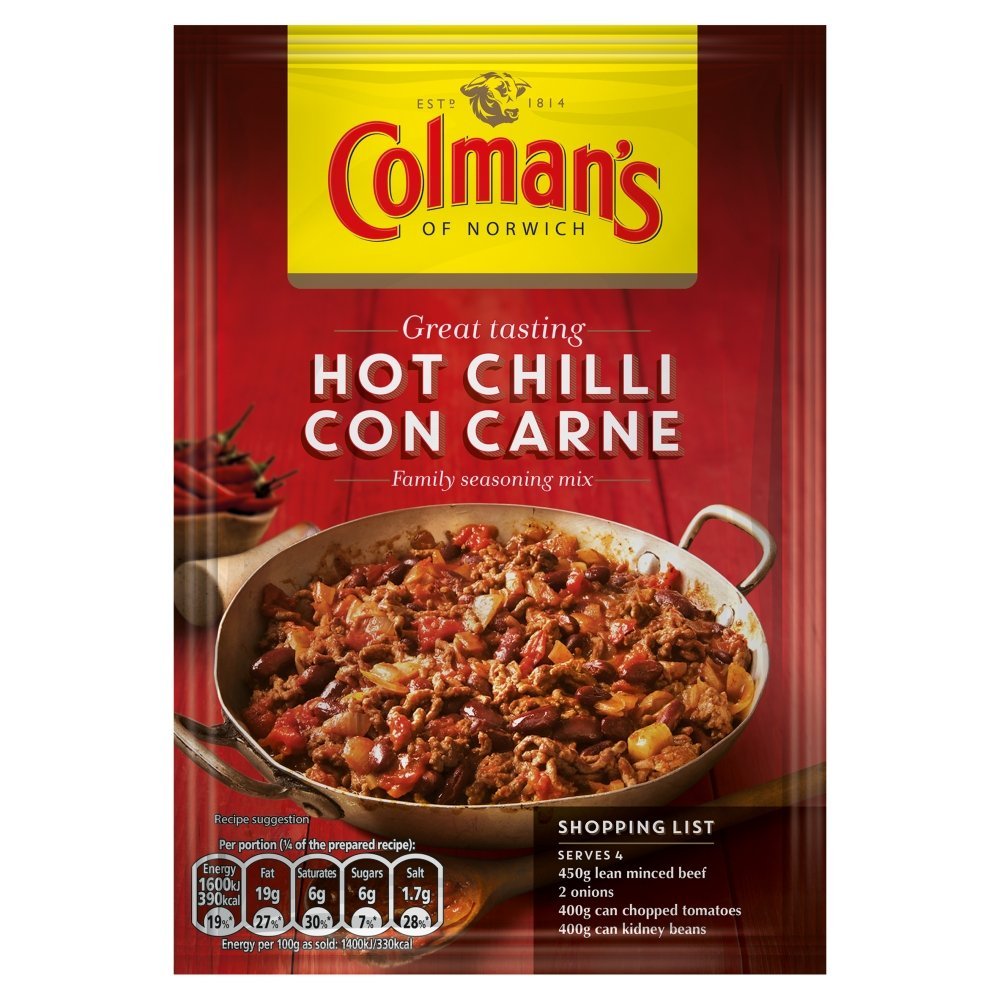 Original Colman's Hot Chilli Con Carne Recipe Mix Imported From The UK England British Recipe Mix Colman's Hot Chilli Con Carne Dry Sauce Mix, 37 g'