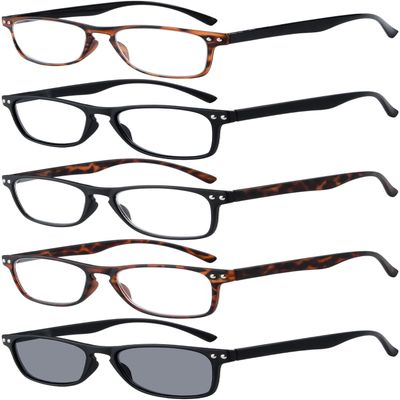Eyekepper Ultrathin Flex Frame 5-pack 80's Reading Glasses Include Sunshine Readers +0.5