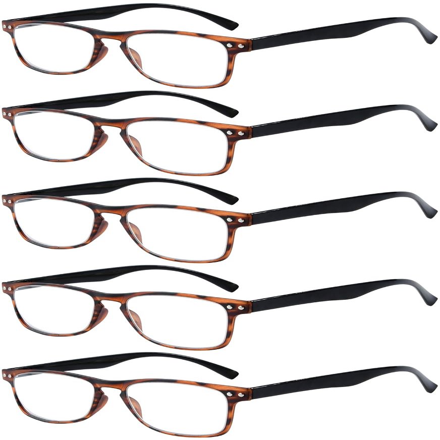 Eyekepper Ultrathin Flex Frame 5-pack 80's Reading Glasses Tortoise Frame Black Arm +0.75