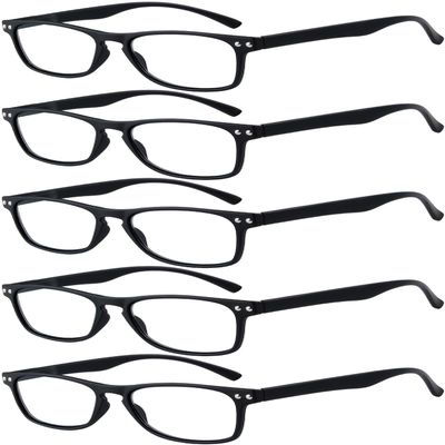 Eyekepper Ultrathin Flex Frame 5-pack 80's Reading Glasses Black +0.75