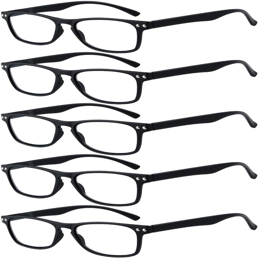 Eyekepper Ultrathin Flex Frame 5-pack 80's Reading Glasses Black +0.75