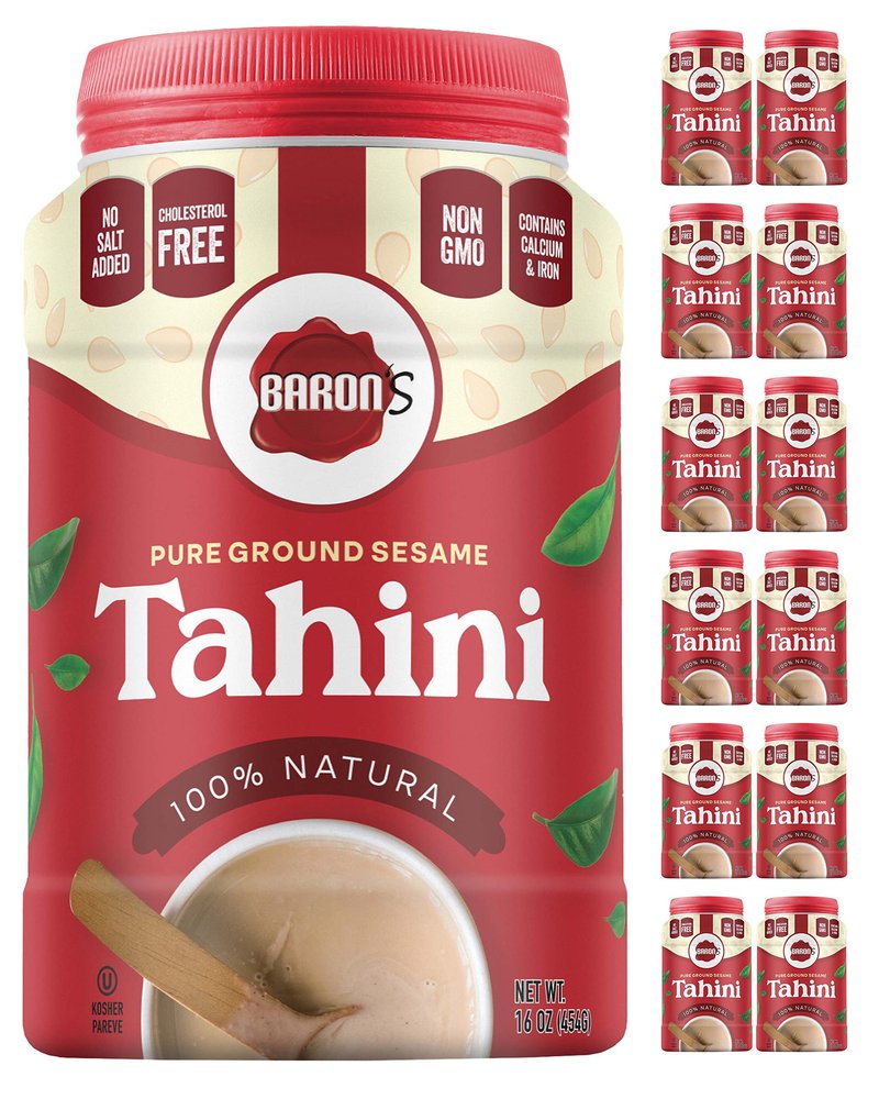 Baron's Kosher 100% Pure Ground Sesame Tahini 16-ounce Jars (1 Pound (Pack of 12))