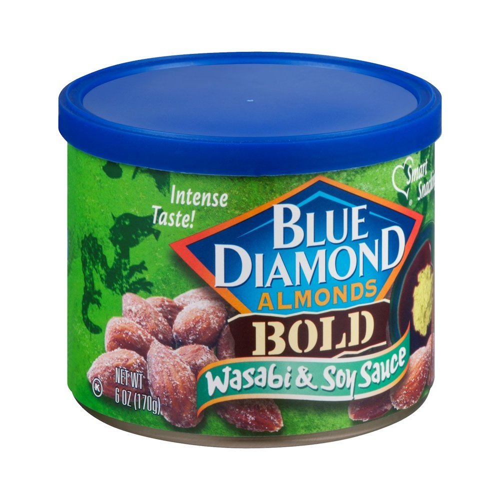 Mildhug Blue Diamond Almendras, Bold Wasabi & Soy, 1.5 onzas (Paquete de 12)