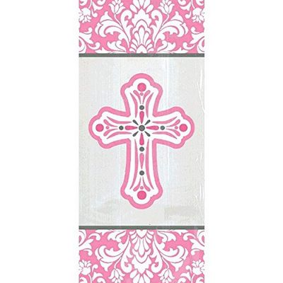 Amscan Religious Small Bags Party Supplies, 9 1/2"H x 4"W x 2 1/4"D, Pink