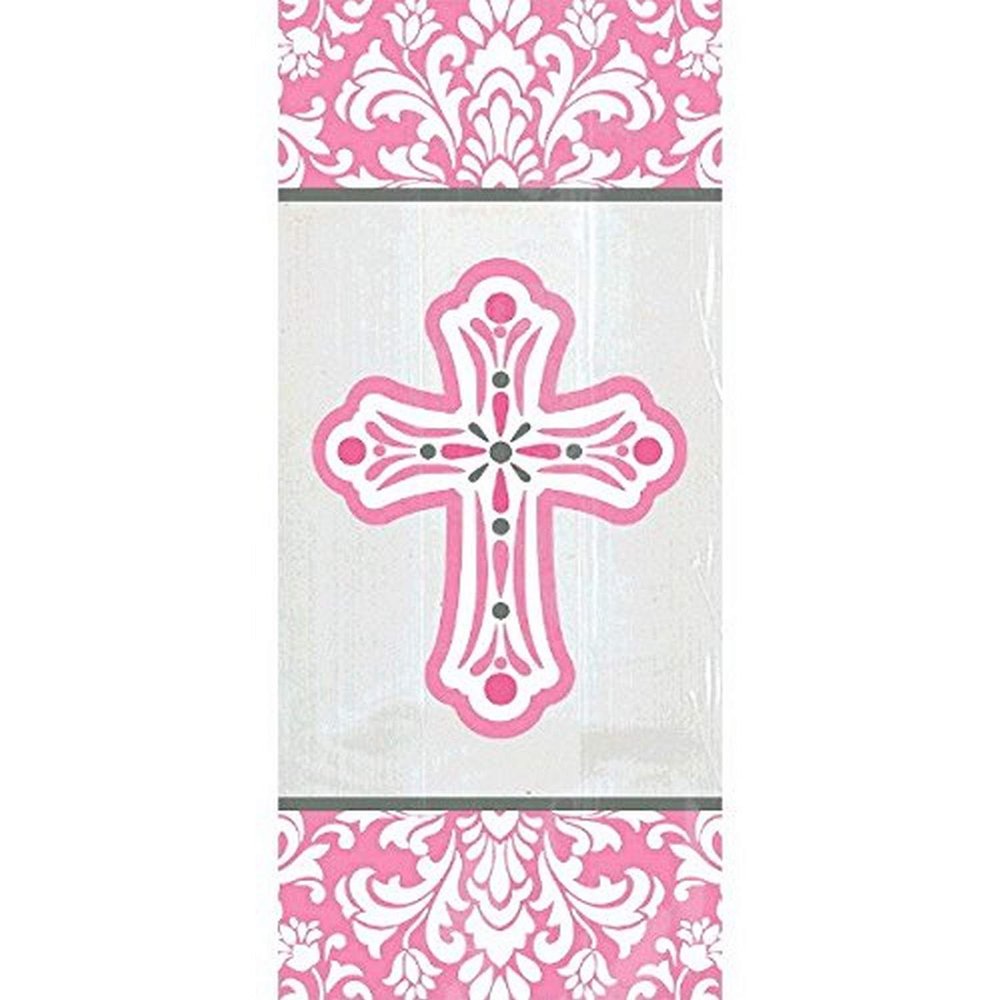 Amscan Religious Small Bags Party Supplies, 9 1/2"H x 4"W x 2 1/4"D, Pink