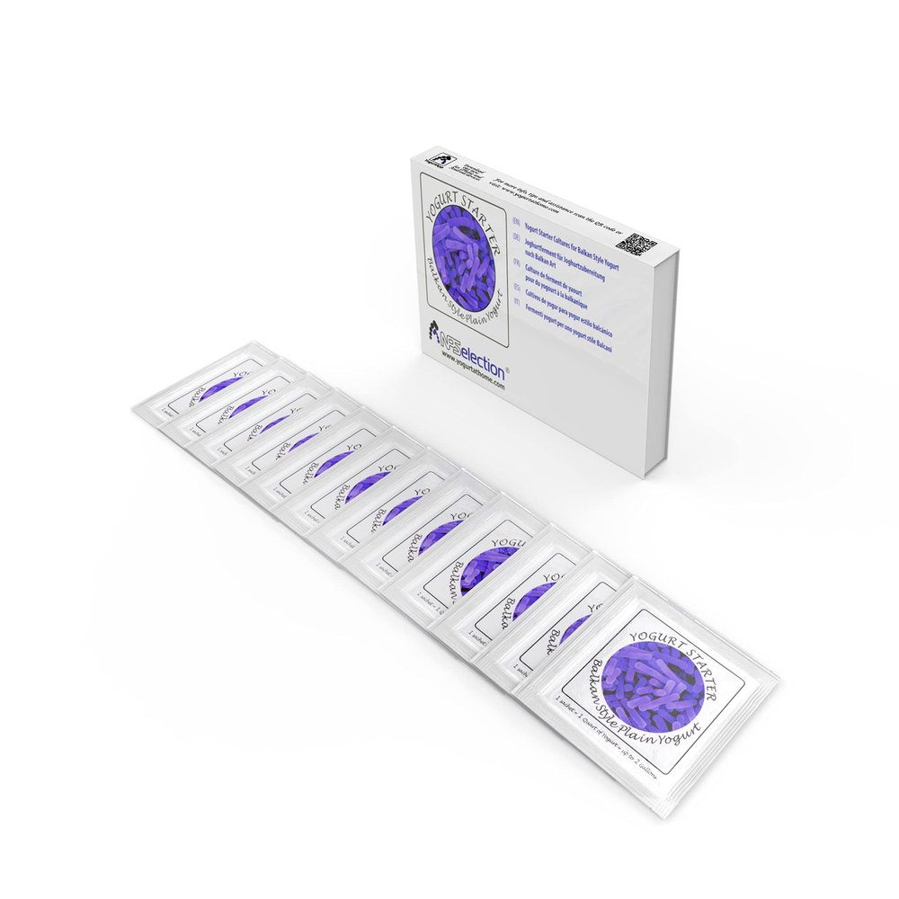 Yogurt Starter Cultures - Pack of 12 Freeze-dried Culture Sachets for Balkan Style Plain Yogurt (12)