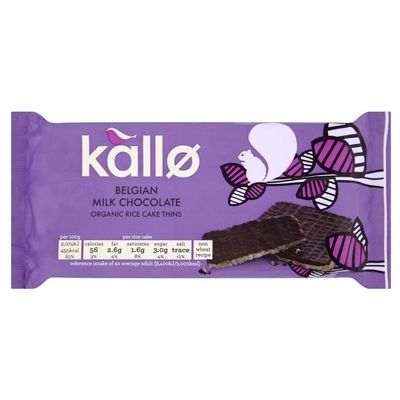 Kallo Organic Belgian Milk Chocolate Rice Cakes Thins (90g) - Pack of 2