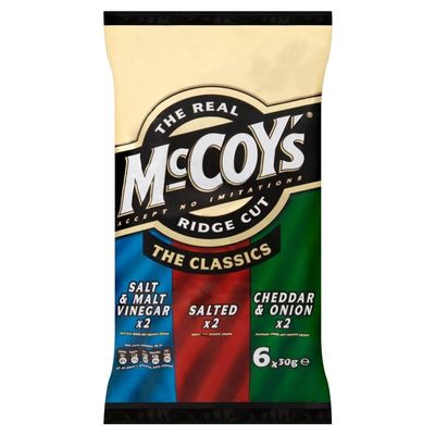 McCoy's Ridge Cut Crisps - Classic Variety (6x30g) - Pack of 2