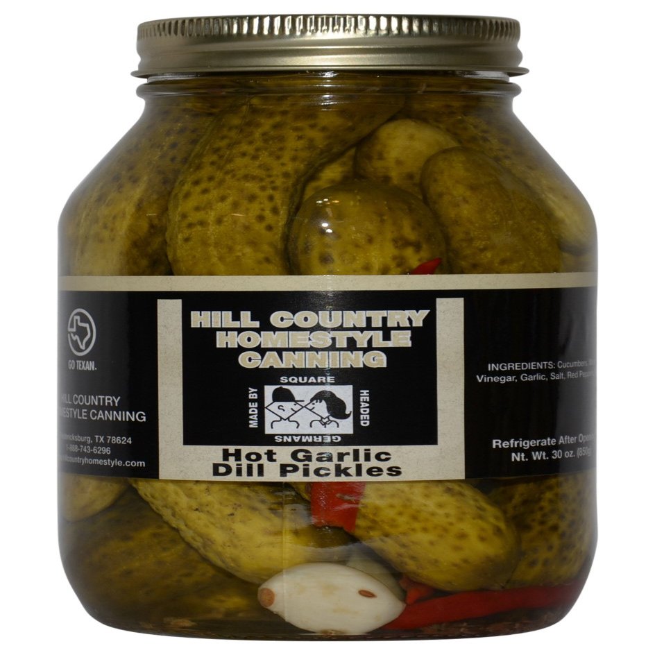 Bluebonnet Creek Farms Texas Hill Country Hot Garlic Dill Pickles 32 oz