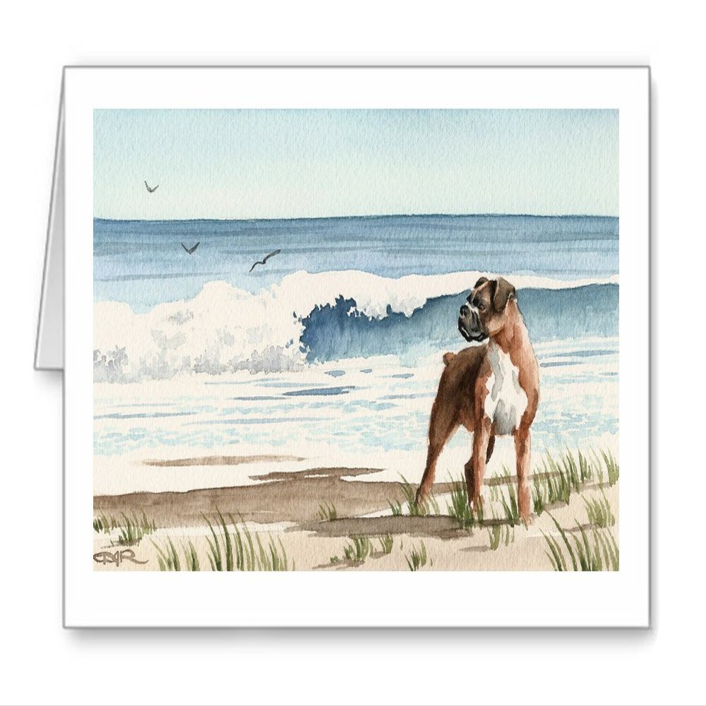 DJ Rogers Fine Art Boxer At The Beach - Set of 10 Note Cards With Envelopes