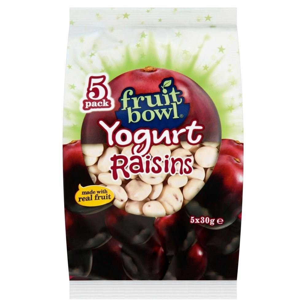 Fruit Bowl Fruit Flakes Raisins with a Yogurt Coating (5x30g) - Pack of 2