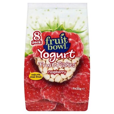 Fruit Bowl Fruit Flakes Raspberry with a Yogurt Coating (8x25g) - Pack of 2