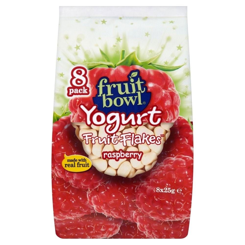 Fruit Bowl Fruit Flakes Raspberry with a Yogurt Coating (8x25g) - Pack of 2