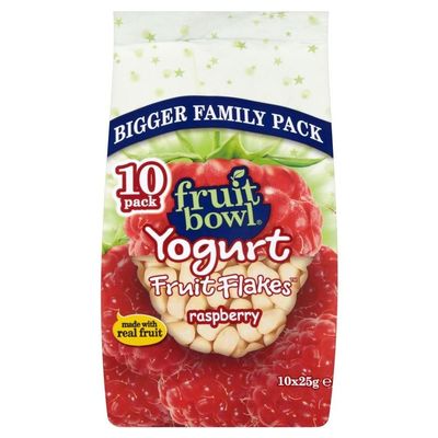 Fruit Bowl Fruit Flakes Raspberry with a Yogurt Coating (10x25g) - Pack of 2
