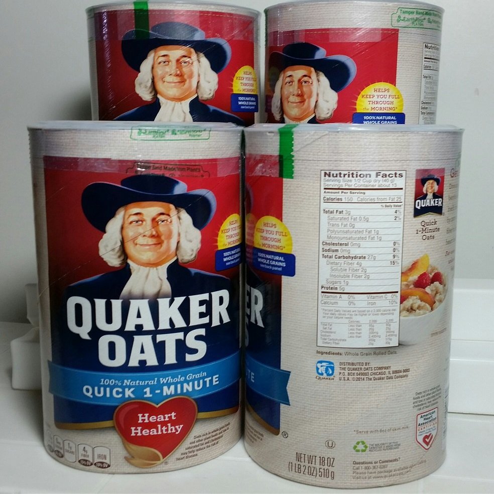Quaker Oats 100% Whole Grain 1 Minute Oatmeal 18 oz (4 Pack)4