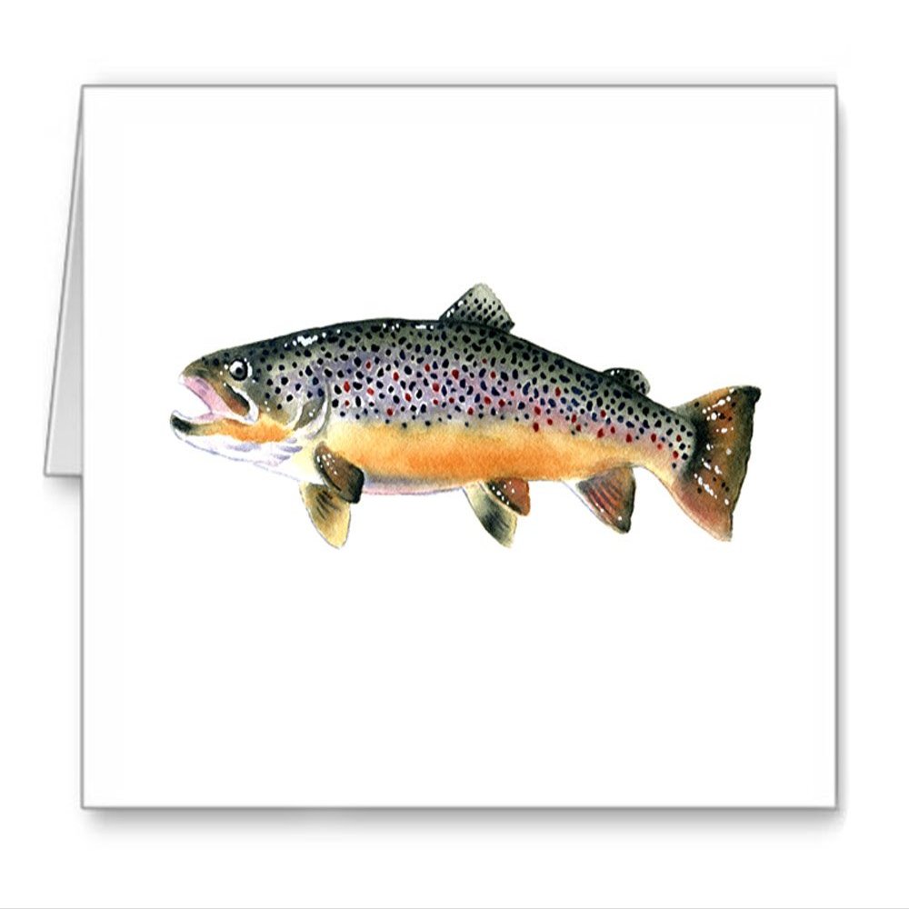 DJ Rogers Fine Art Brown Trout - Fly Fishing - Set of 10 Note Cards With Envelopes