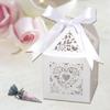 50pcs Red Leaves Candy Boxes, Favor Boxes, Gift Boxes for Birthday, Wedding Party Laser Cut Heart- Shape Design 2''x 2''x 3'' Inch White Boxes view 1