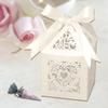 50pcs Red Leaves Candy Boxes, Favor Boxes, Gift Boxes for Birthday, Wedding Party Laser Cut Heart- Shape Design 2''x 2''x 3'' Inch White Boxes view 2