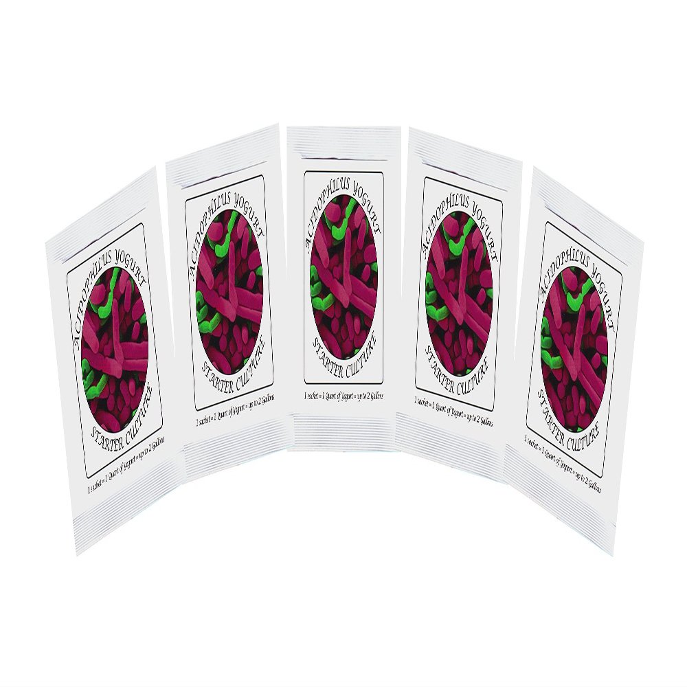 Yogurt Starter Cultures - Pack of 5 Freeze-dried Culture Sachets for Acidophilus Yogurt