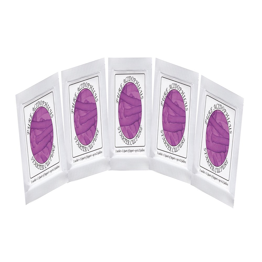 Yogurt Starter Cultures - Pack of 5 Freeze-dried Culture Sachets for Pure Acidophilus Yogurt (5)