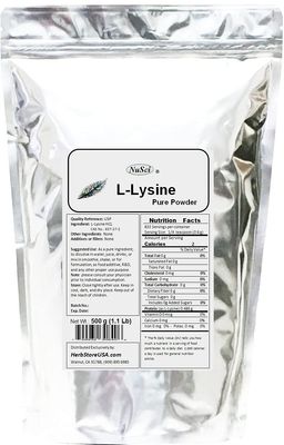 NuSci L-Lysine HCl Lysine Pure Powder (500 Grams (1.1 lb))