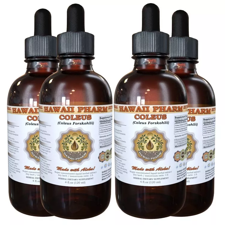 Coleus Liquid Extract, Coleus (Coleus Forskohlii) Root Tincture Supplement 4x4 oz