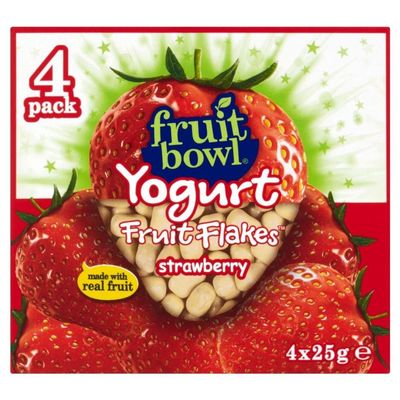 Fruit Bowl Fruit Flakes Strawberry with a Yogurt Coating (4x25g) - Pack of 6