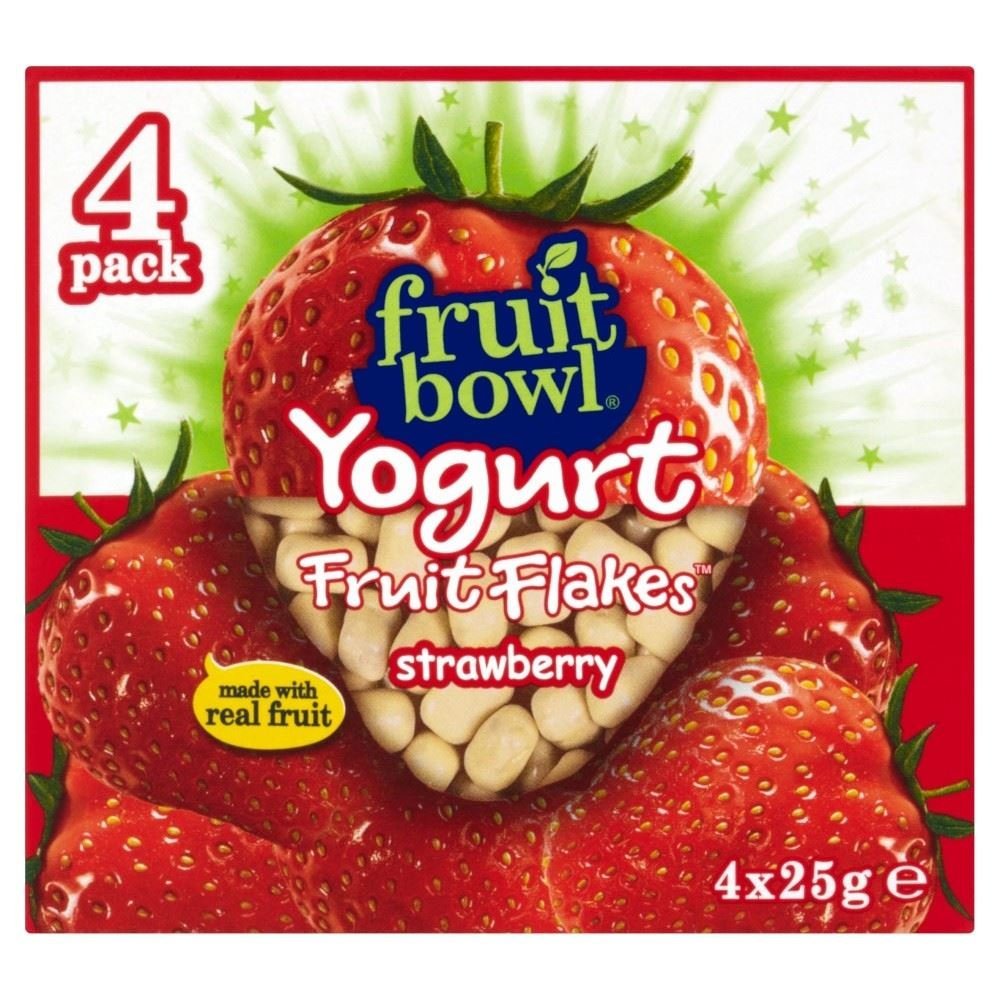 Fruit Bowl Fruit Flakes Strawberry with a Yogurt Coating (4x25g) - Pack of 6